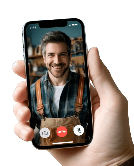 En kunde der får rådgivning af en online haandvaerker