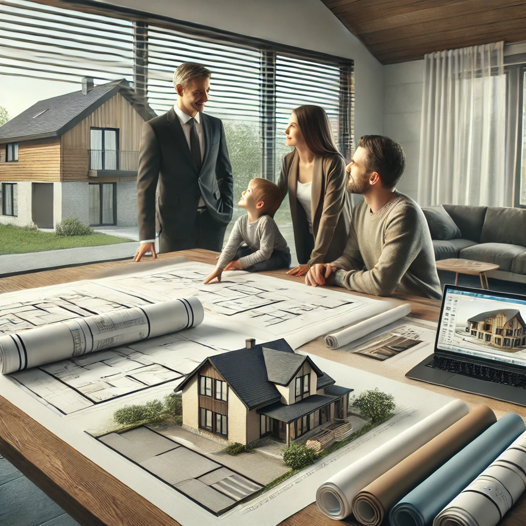 En familie der er igang med et valg af typehusfirma